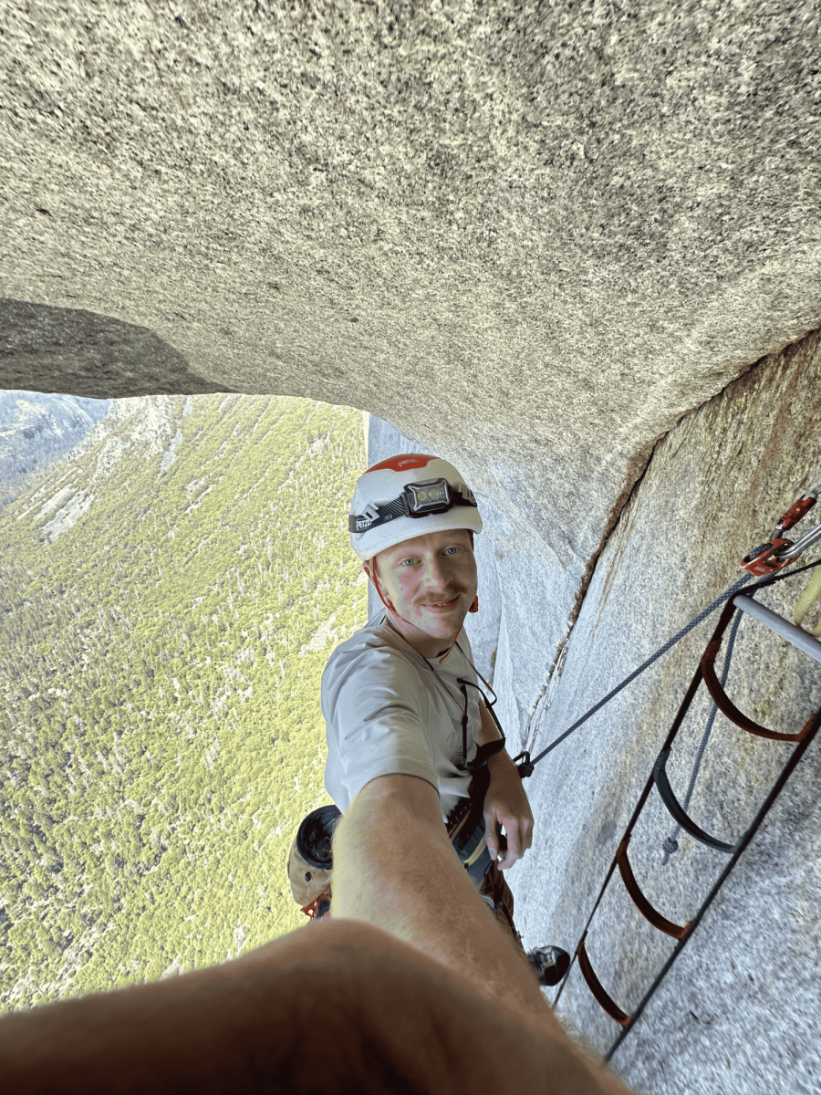 Milo Dentry snaps a selfie as he climbs 