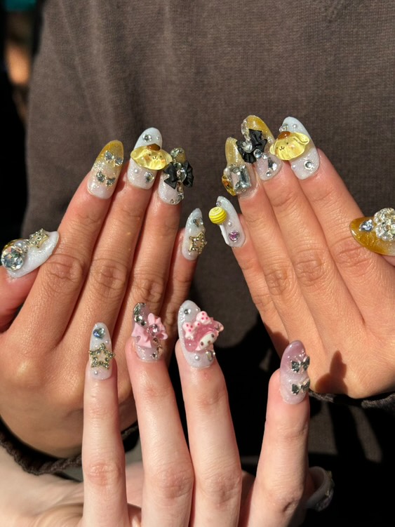 Intricate Sanrio themed nail designs from the CU Denver fall market