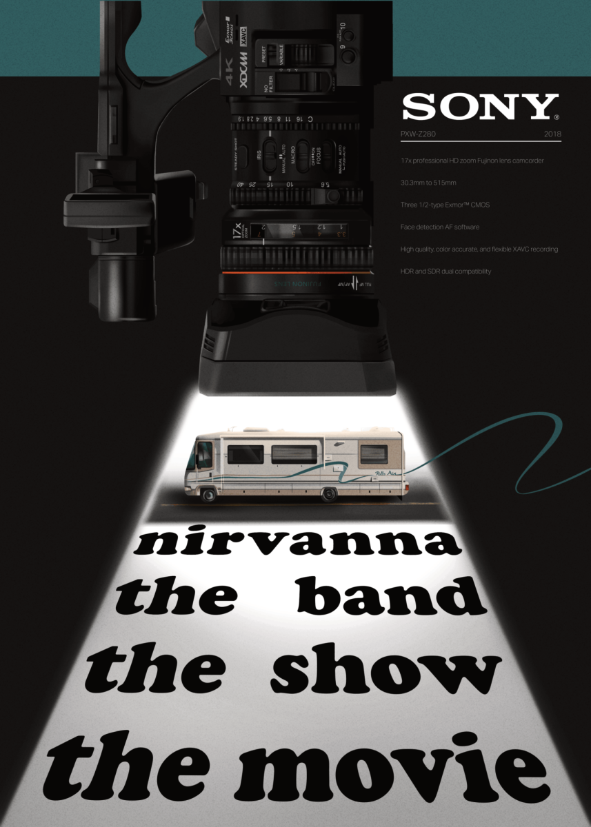[Illustration] Camera shines onto script that says "nirvana the band the show the movie"